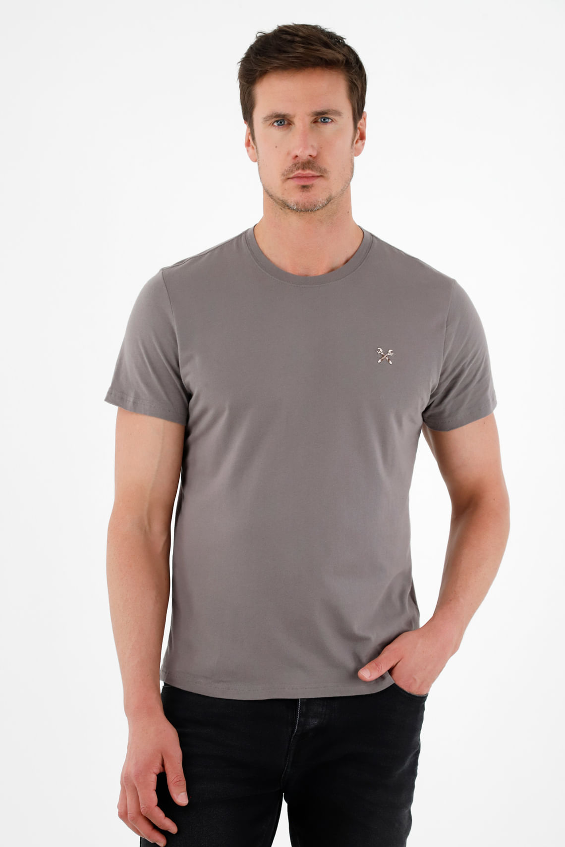 Camiseta gris manga corta para hombre