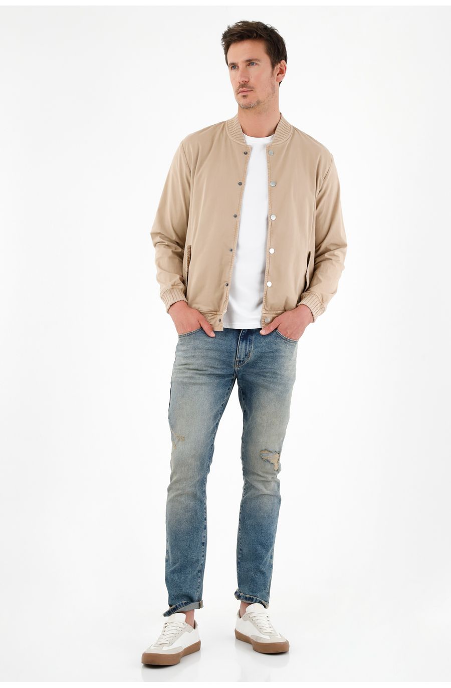 Chaqueta bomber café para hombre