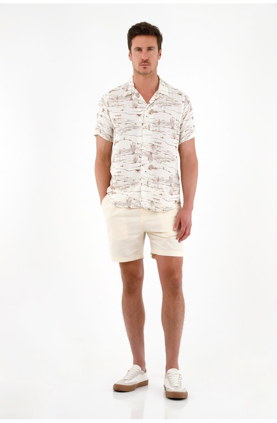 Camisa tipo bowling estampada para hombre