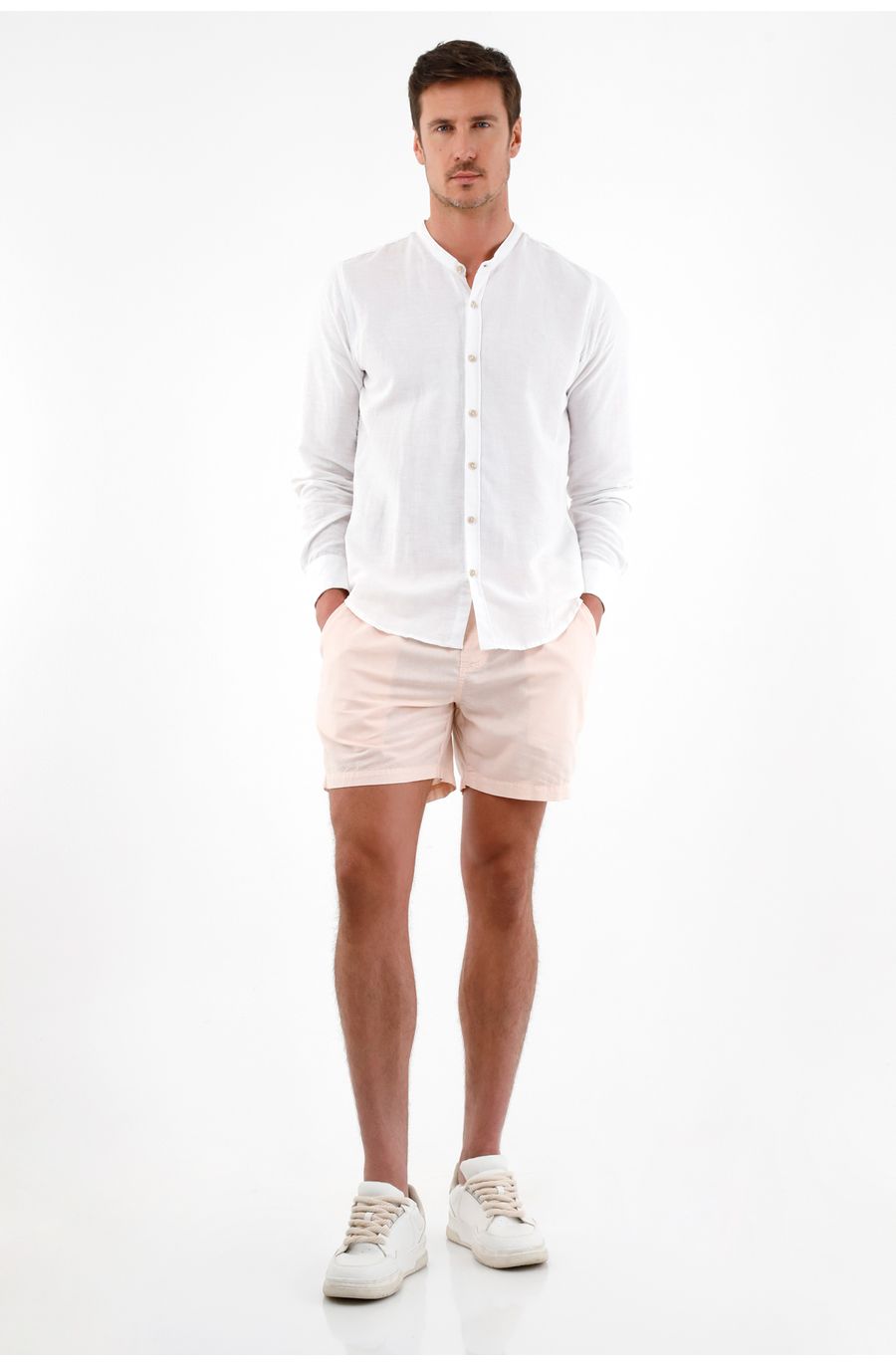 Camisa blanca en 100% lino para hombre