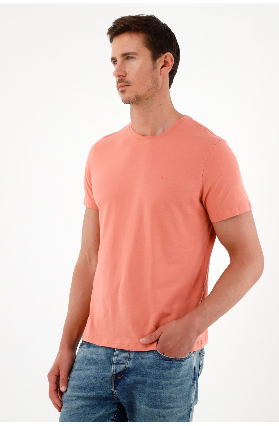 Camiseta rosada manga corta para hombre