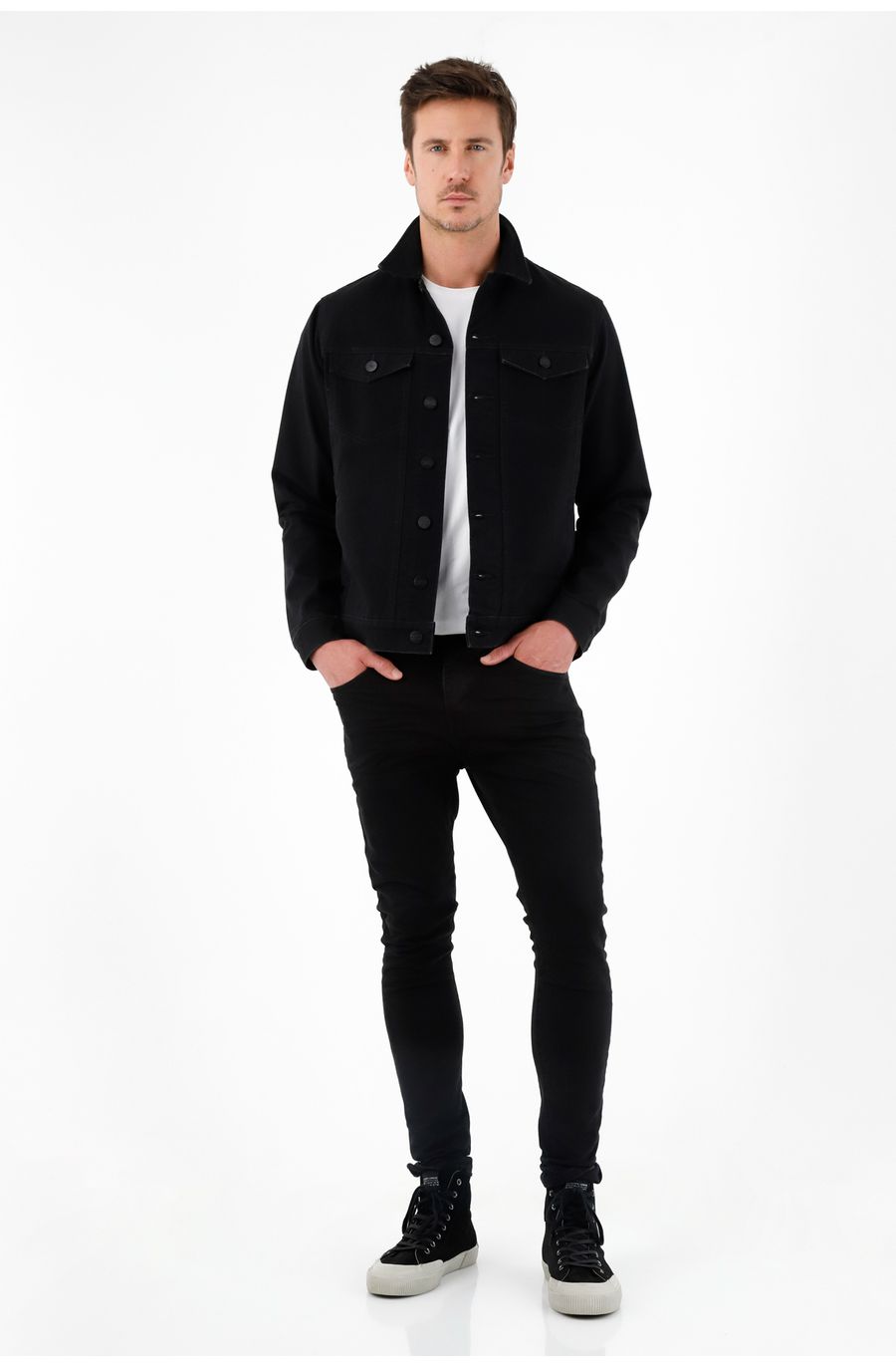 Chaqueta negra de jean para hombre