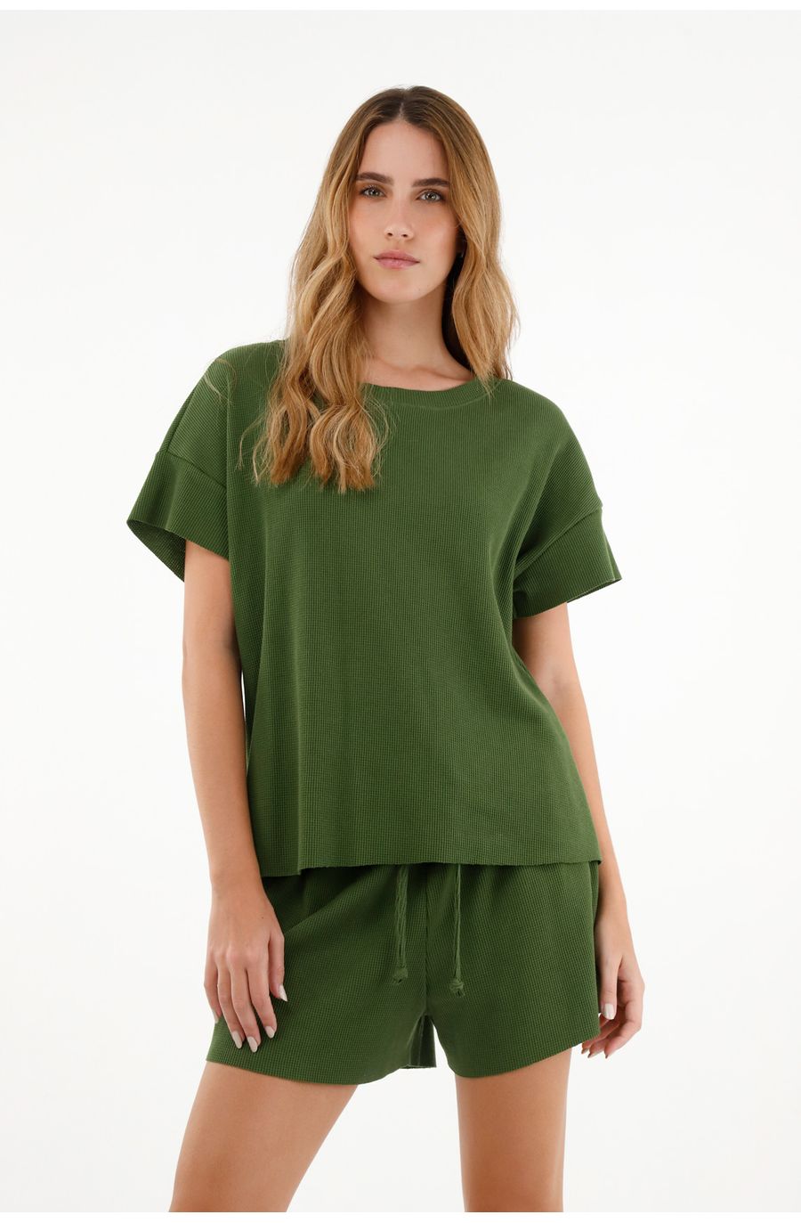 Pijama de short verde para mujer