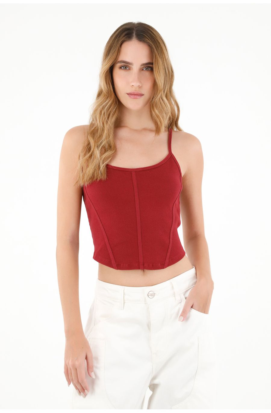 Camiseta crop top roja para mujer