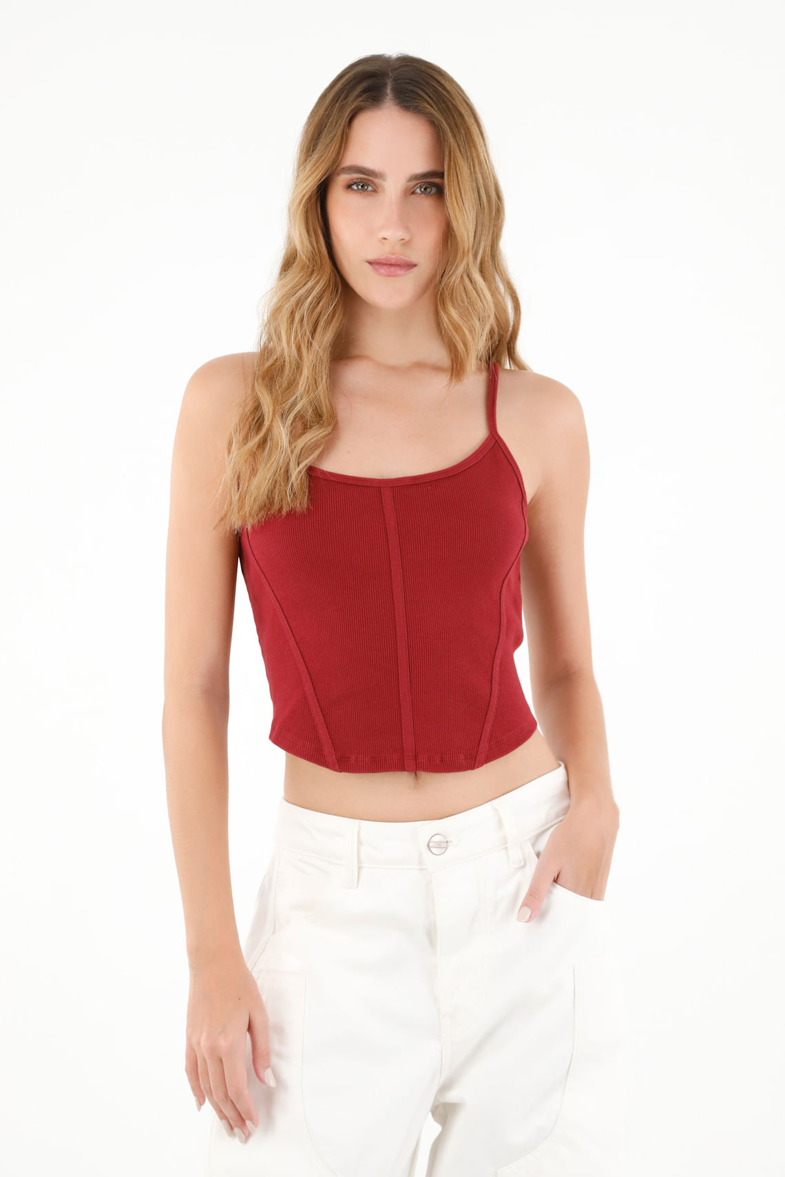 Camiseta crop top roja para mujer