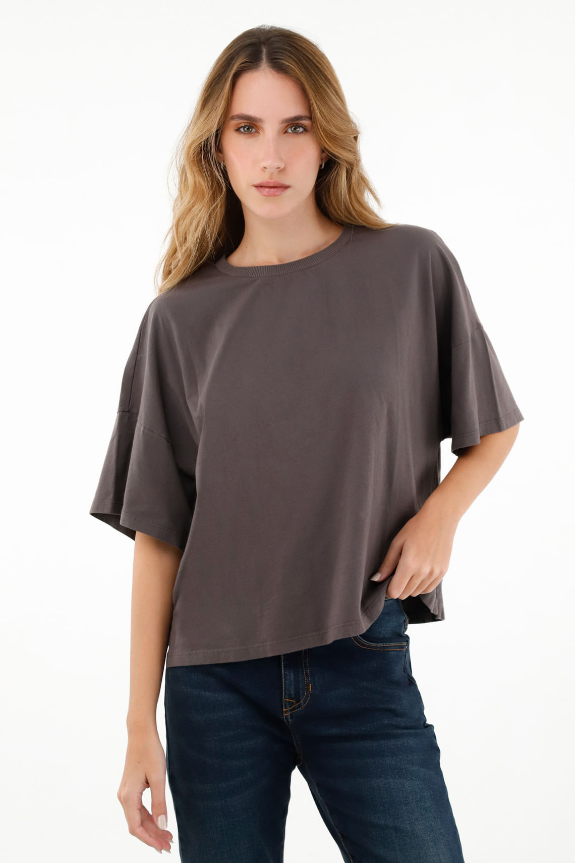 Camiseta gris overzise para mujer
