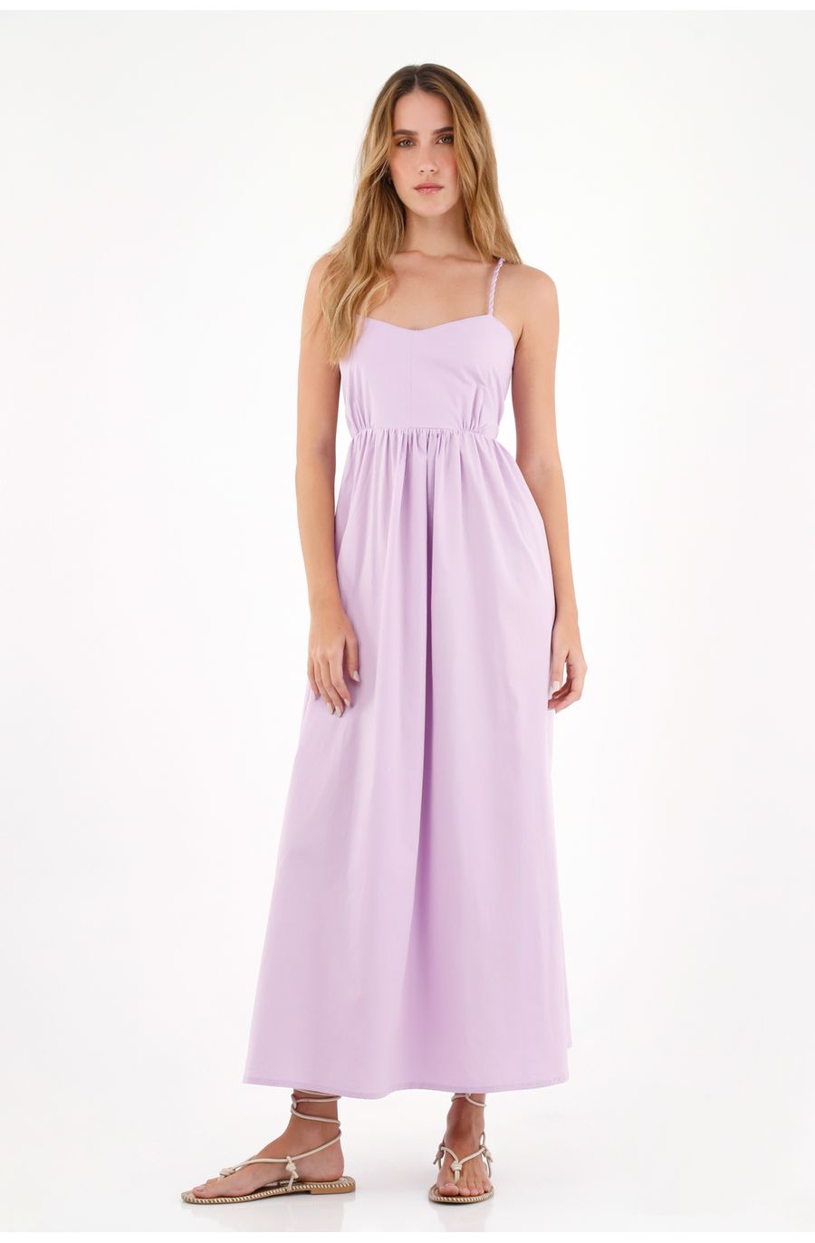 Vestido largo de tiras morado para mujer