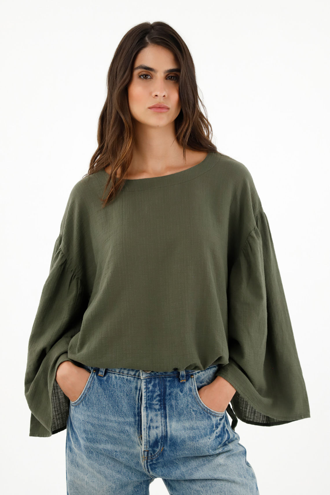 Blusa verde militar orders mujer