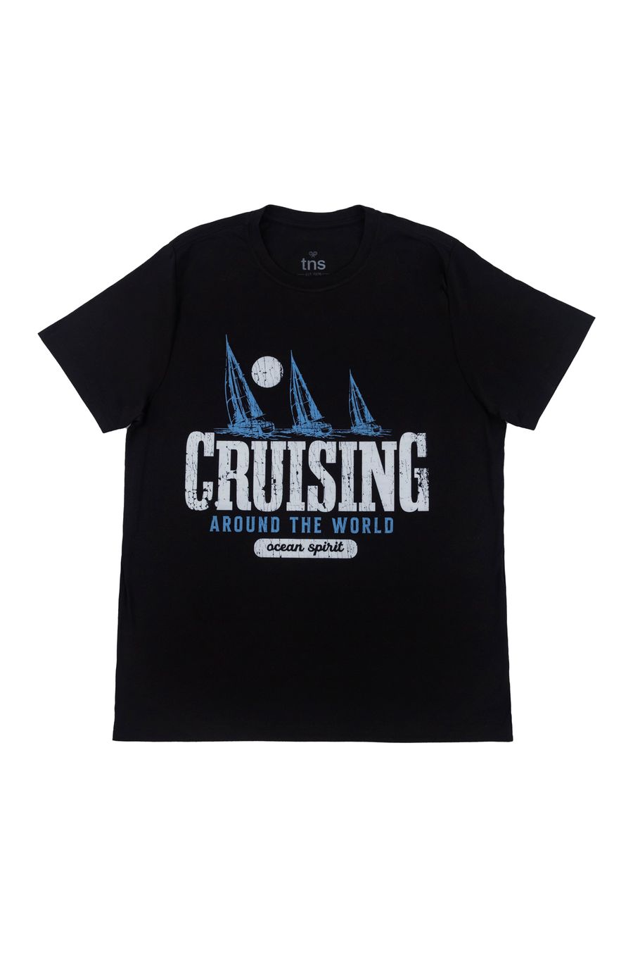 Camiseta negra de cuello redondo para hombre
