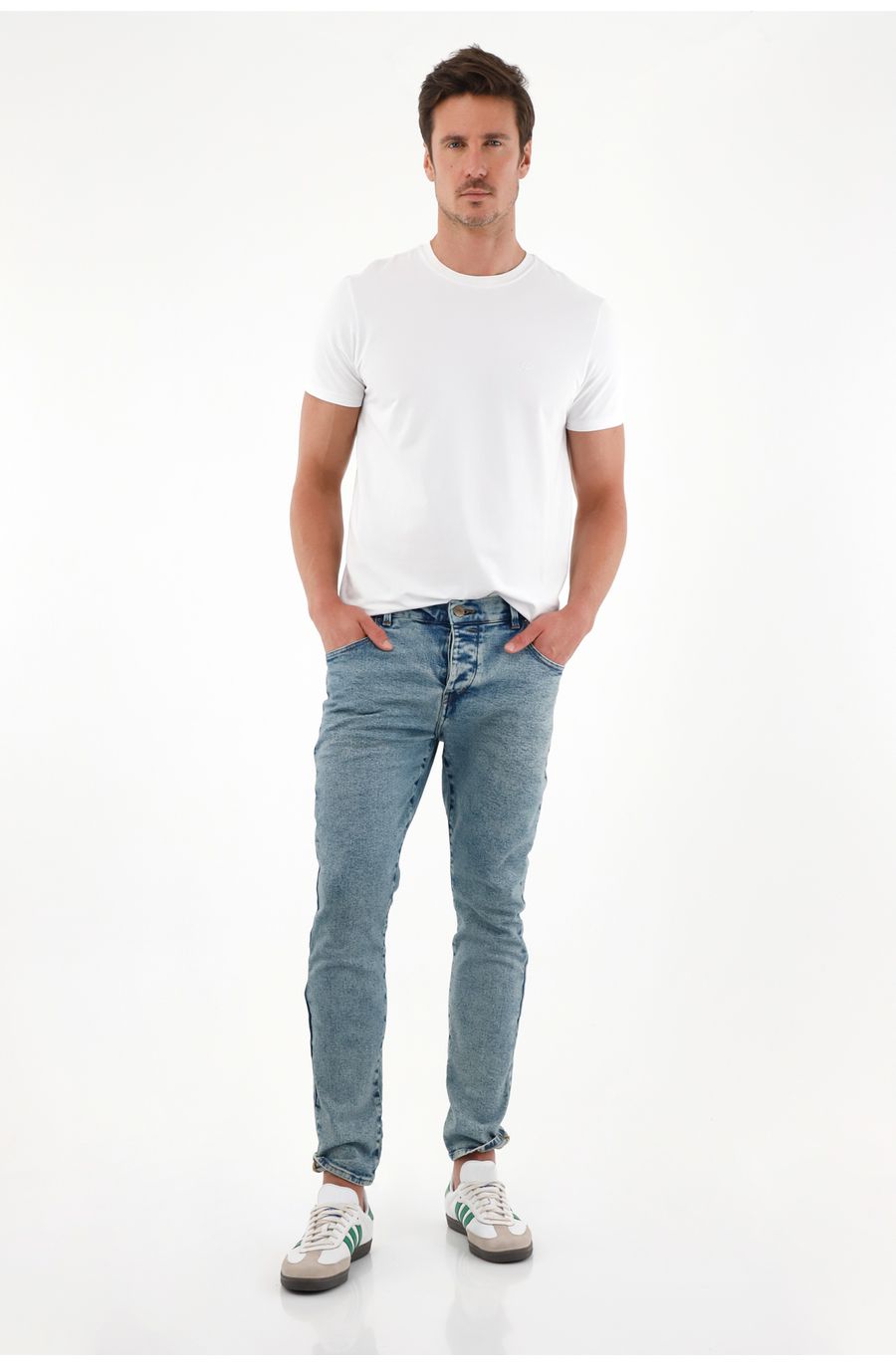 Jean Skinny de tiro medio azul claro para hombre