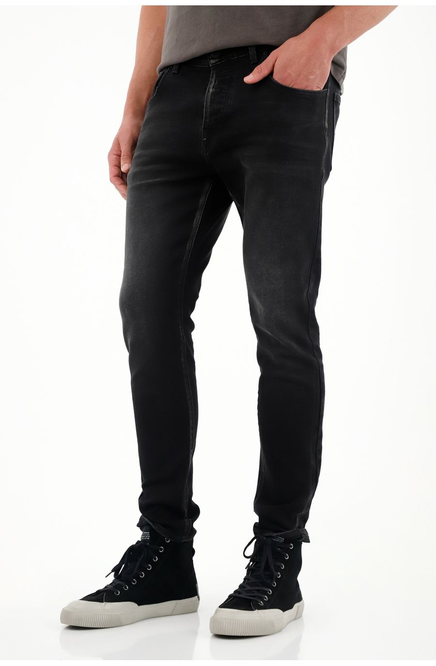 Jean Skinny de tiro medio negro para hombre