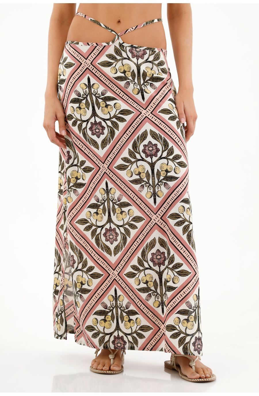 Falda larga estampada para mujer