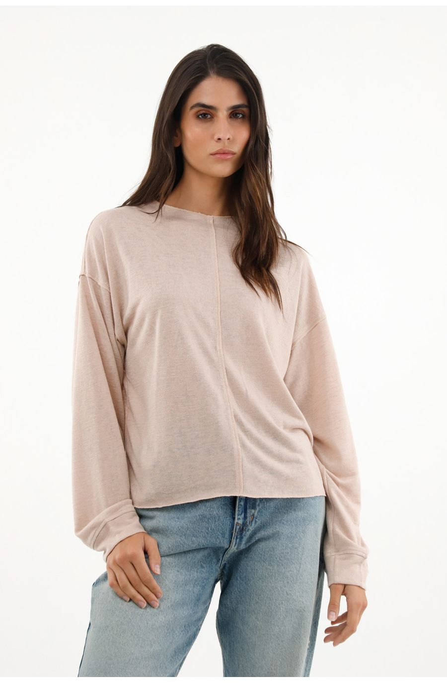 Camiseta crudo manga larga oversize para mujer