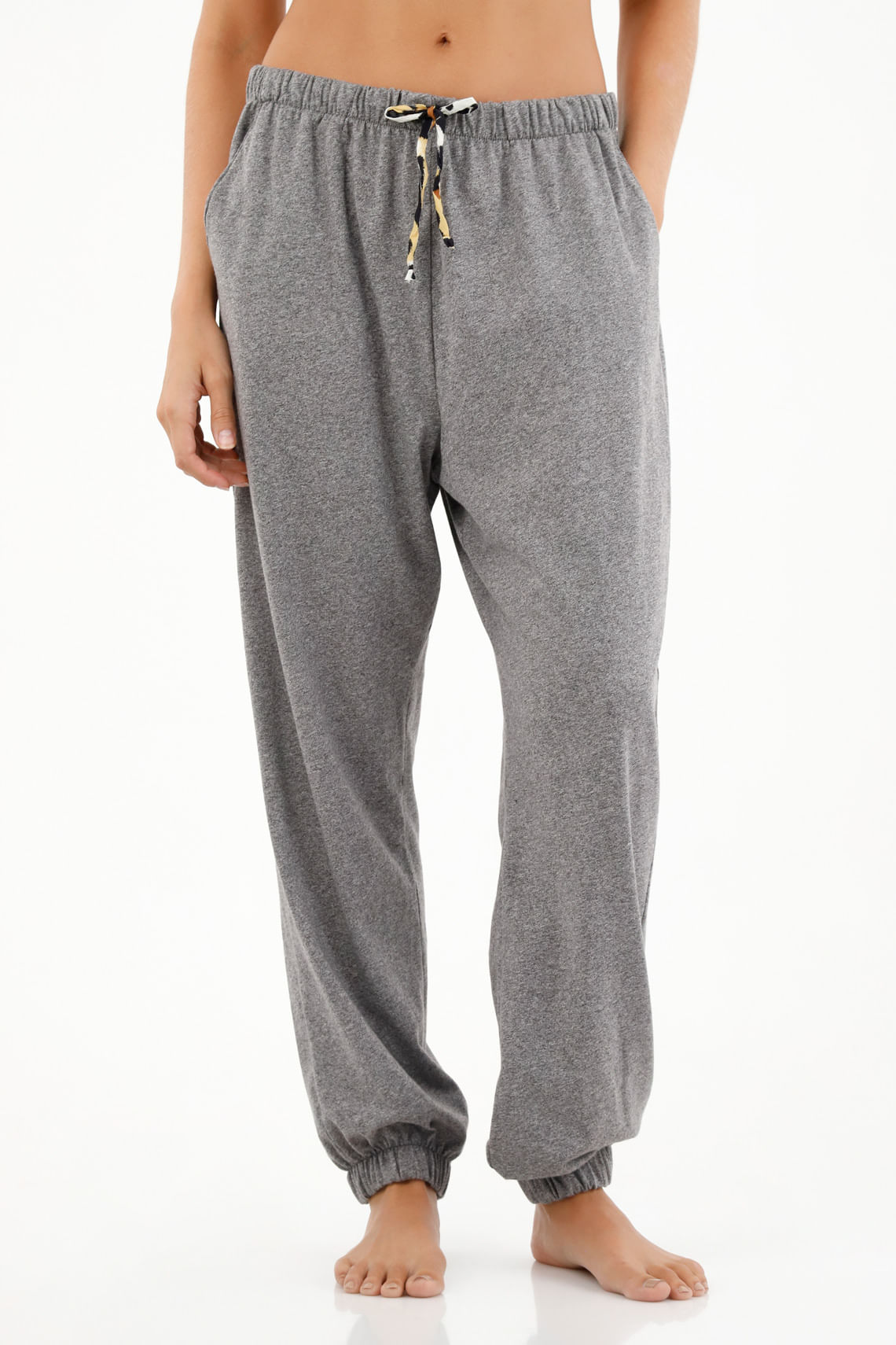 Pantalón tipo Jogger tiro alto gris para mujer