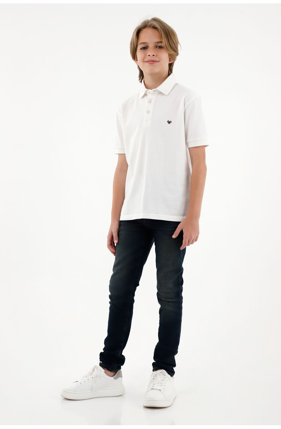 Polo blanca manga corta para niño