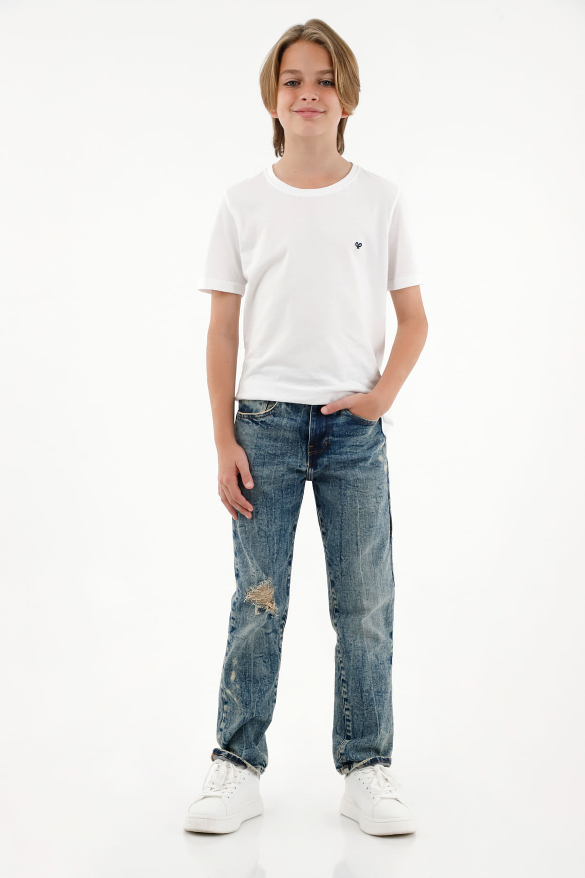 Jean Slim con roto para niño