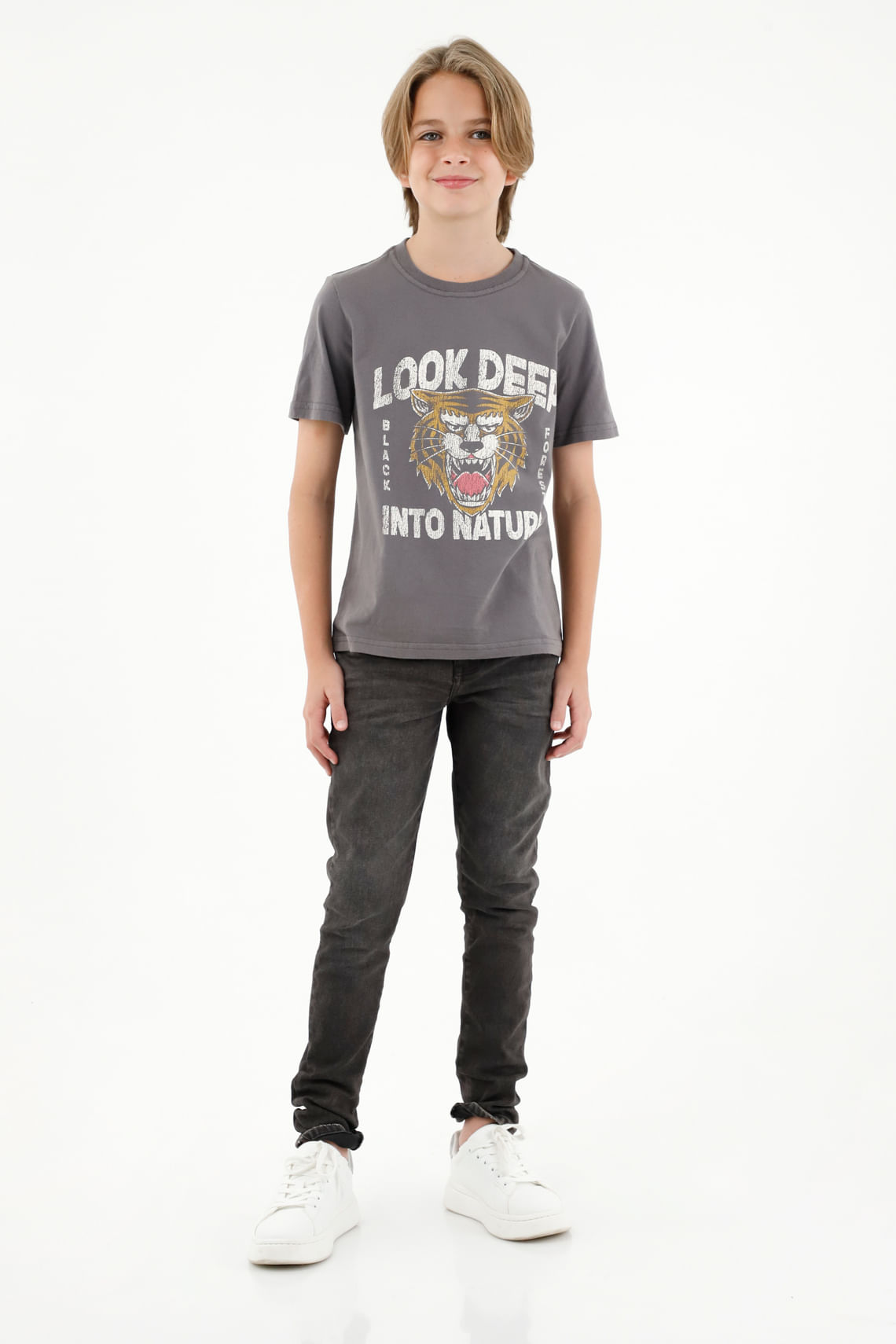 Camiseta gris estampada para niño