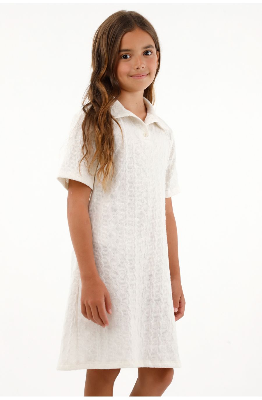Vestido corto tipo polo crudo para niña