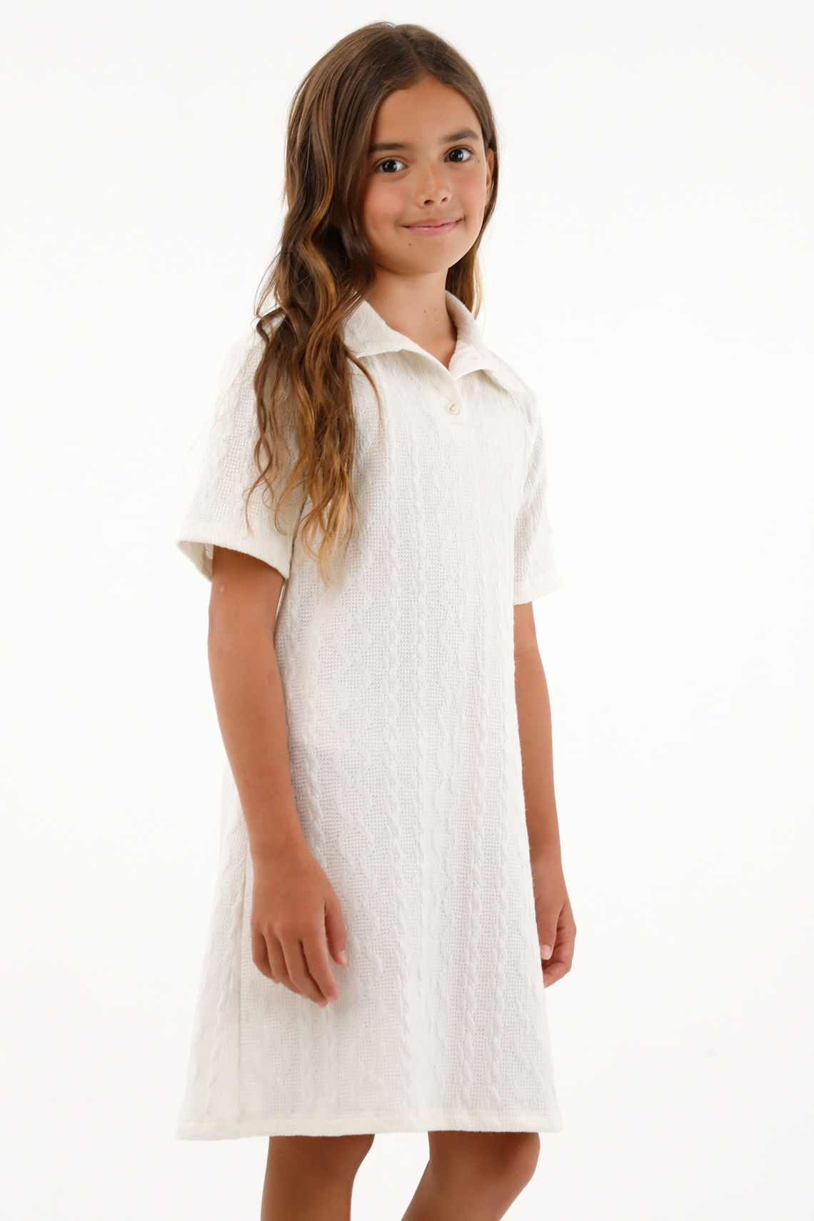 Vestido corto tipo polo crudo para niña