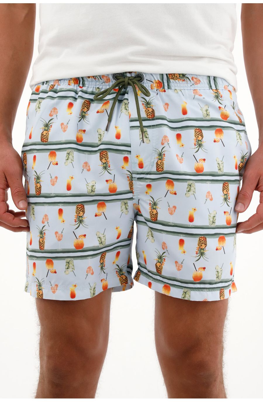 Pantaloneta de baño con estampado de frutas para hombre