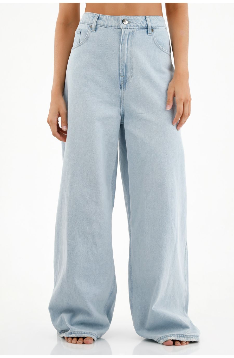 Jean azul wide leg para mujer