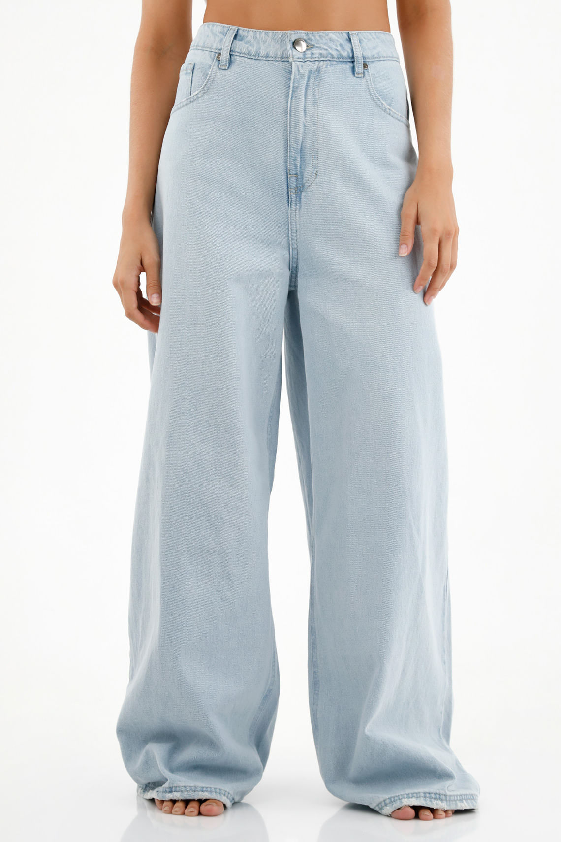 Jean azul wide leg para mujer