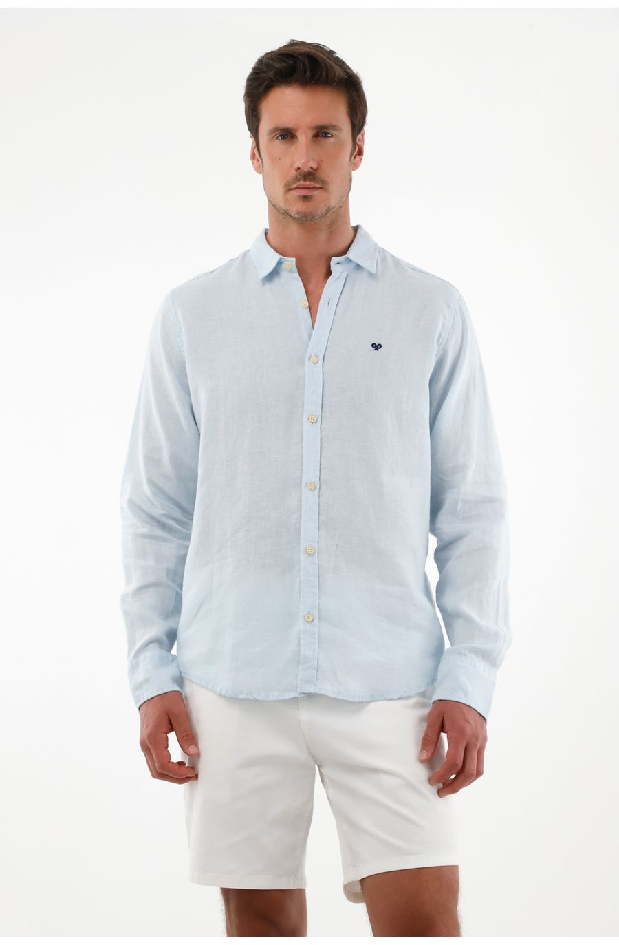 Camisa azul en lino para hombre