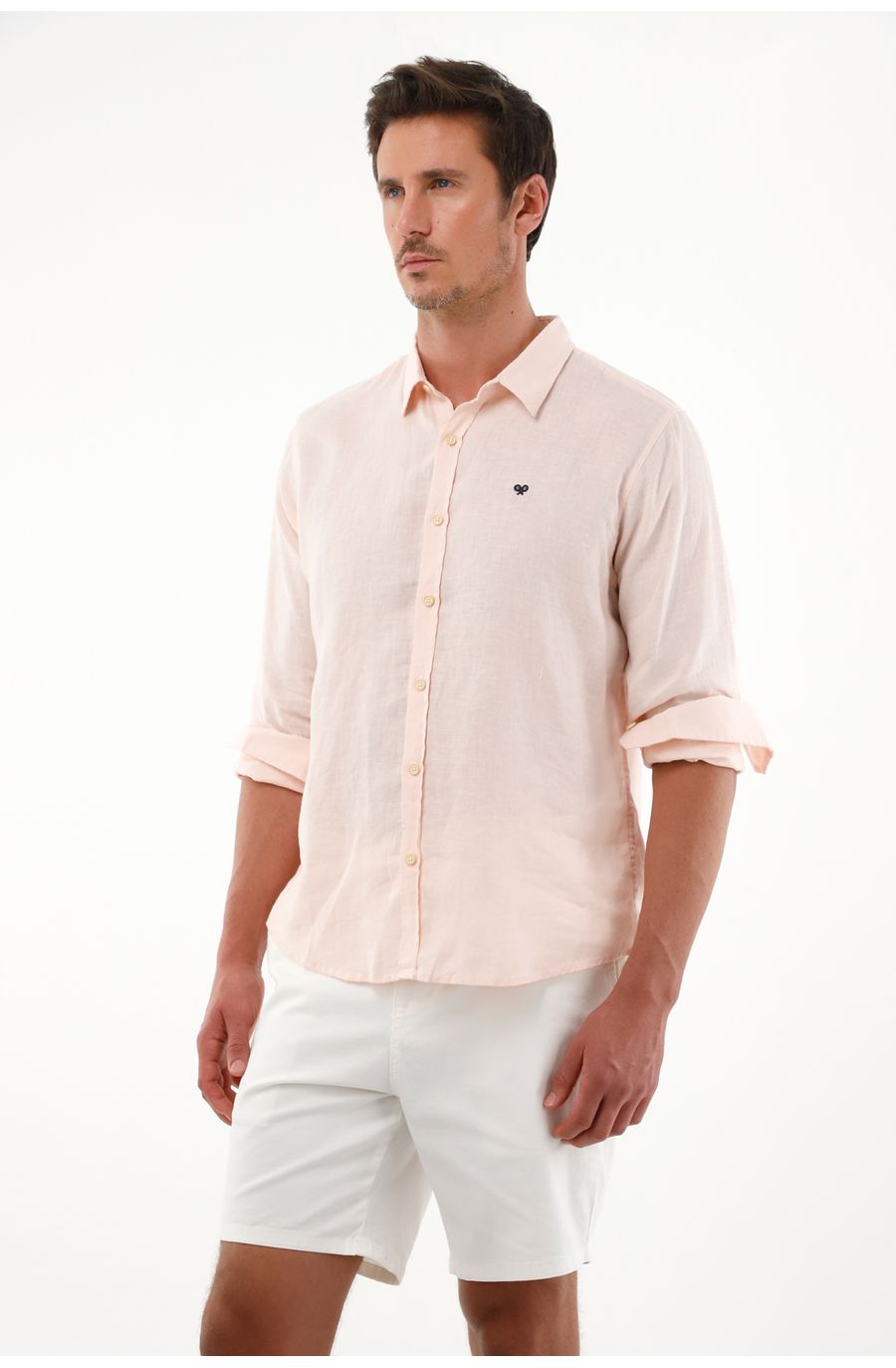 Camisa rosada 100% lino para hombre