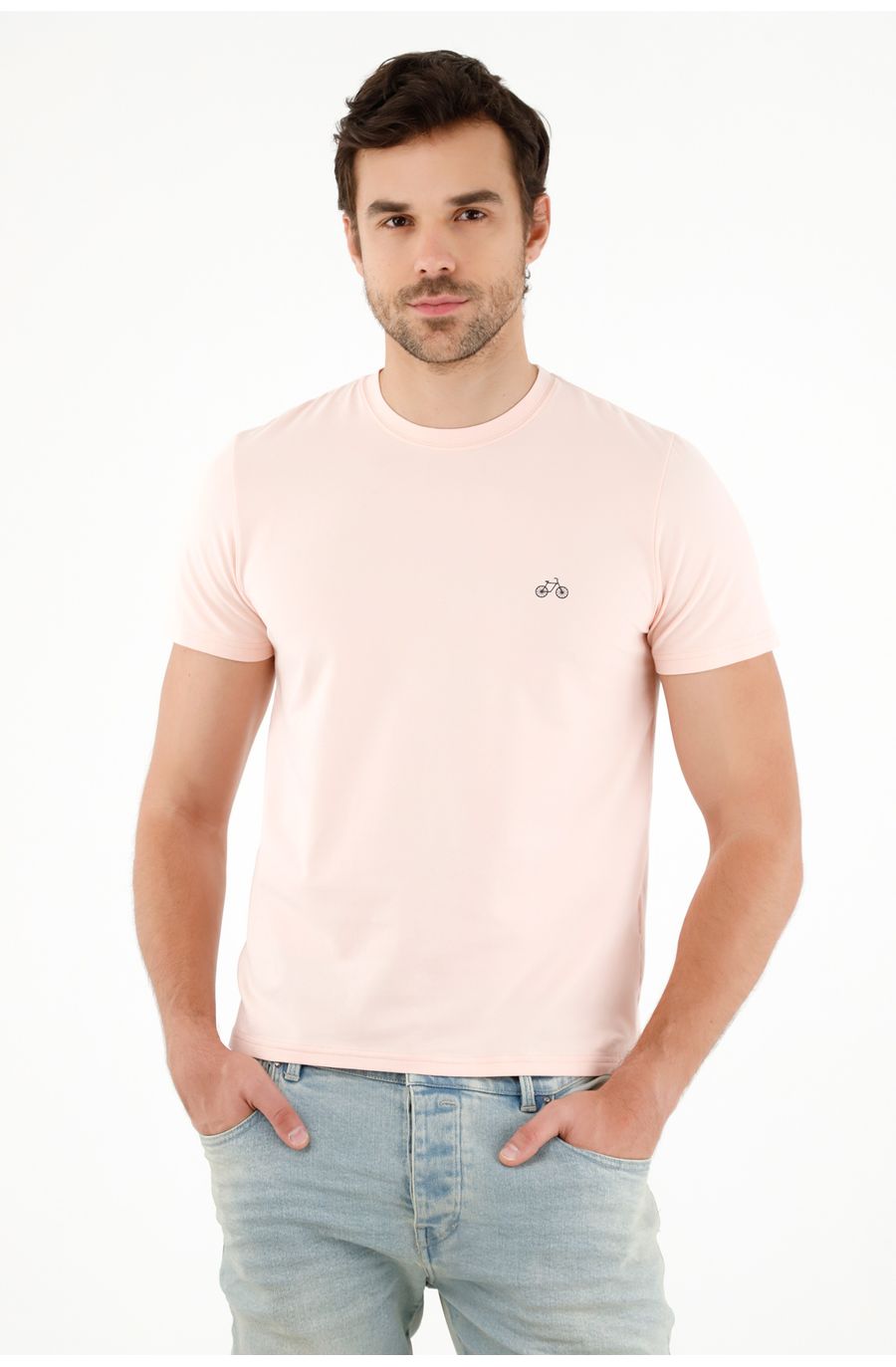 Camiseta rosada cuello redondo para hombre