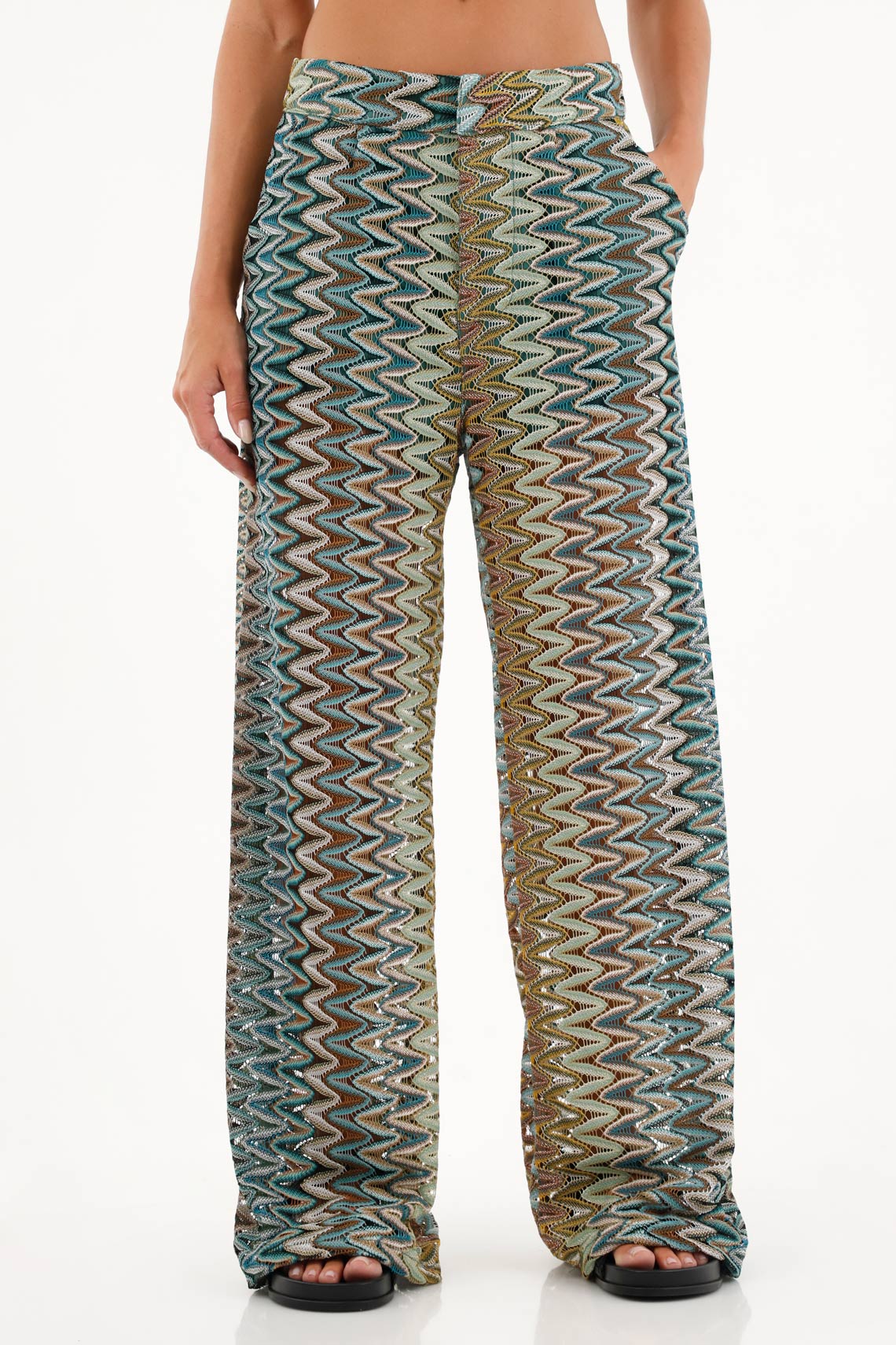 Pantalón recto estampado multicolor para mujer