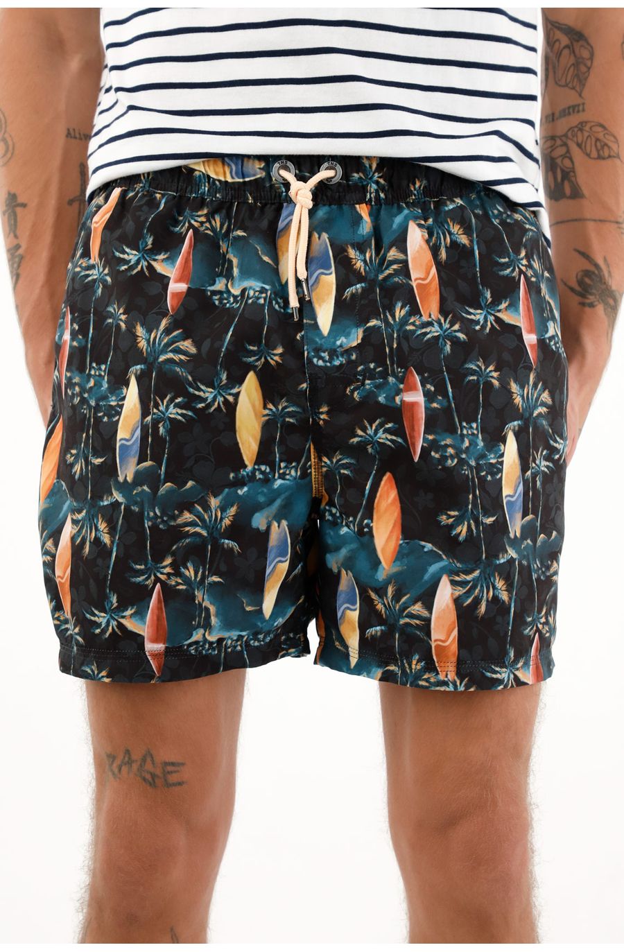 Pantaloneta de baño con estampado de surf para hombre