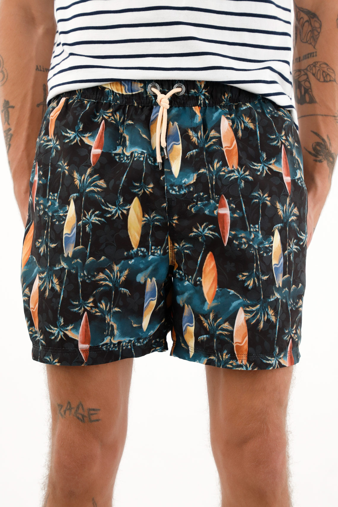 Pantaloneta de baño con estampado de surf para hombre