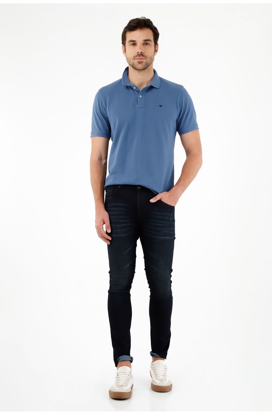 Jean Super Skinny tiro medio azul para hombre