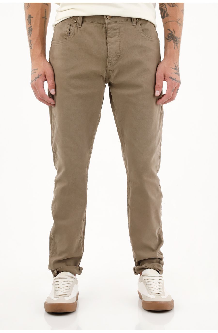 Pantalón Skinny café cinco bolsillos para hombre