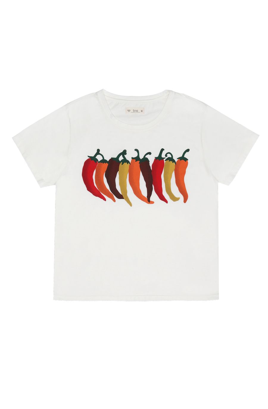 Camiseta cruda con estampado de chiles para mujer