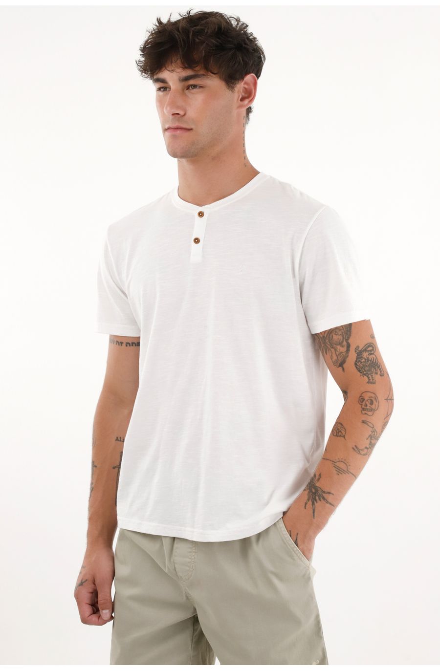 Camiseta blanca manga corta para hombre