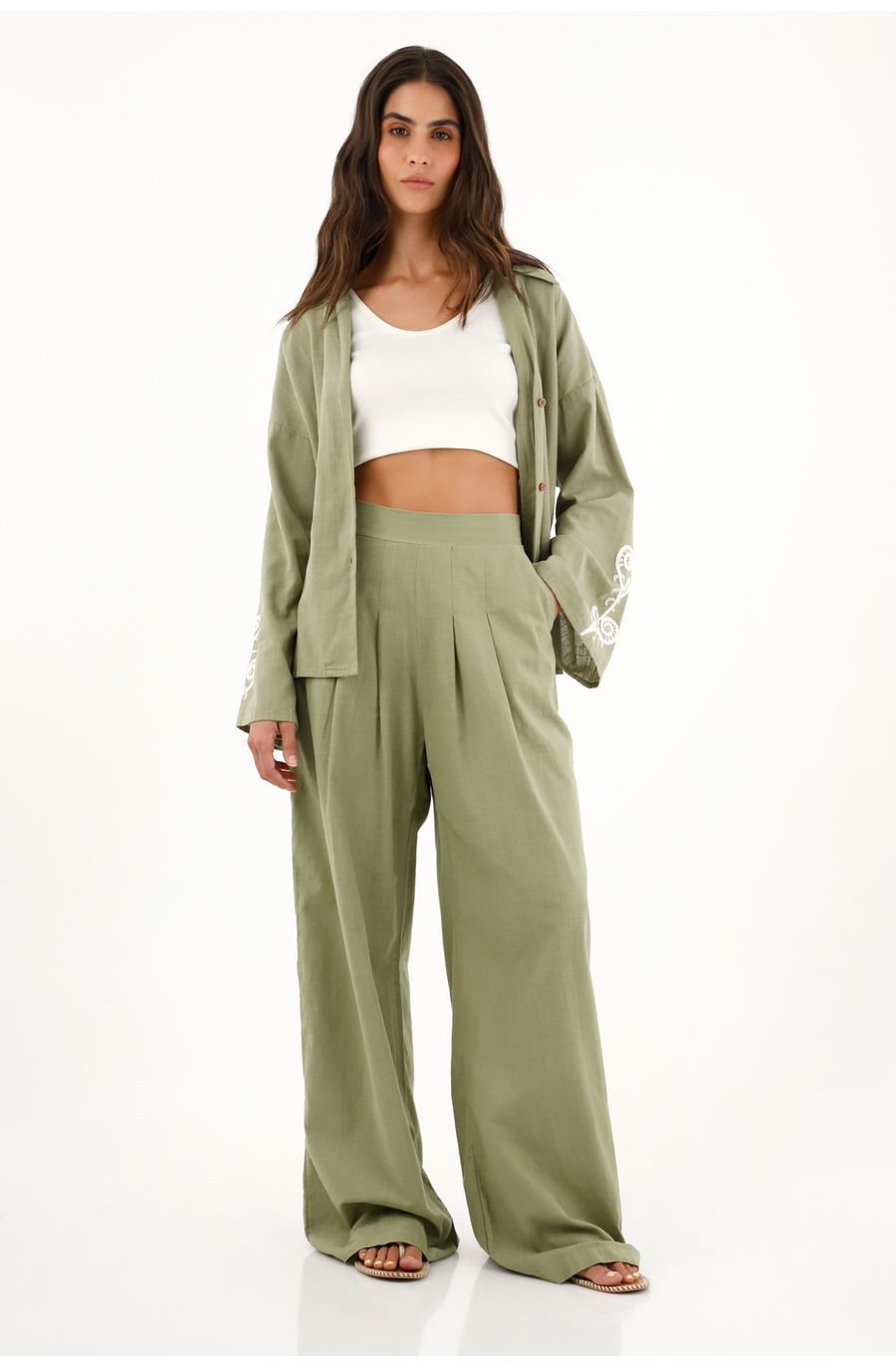 Pantalón Recto verde para mujer