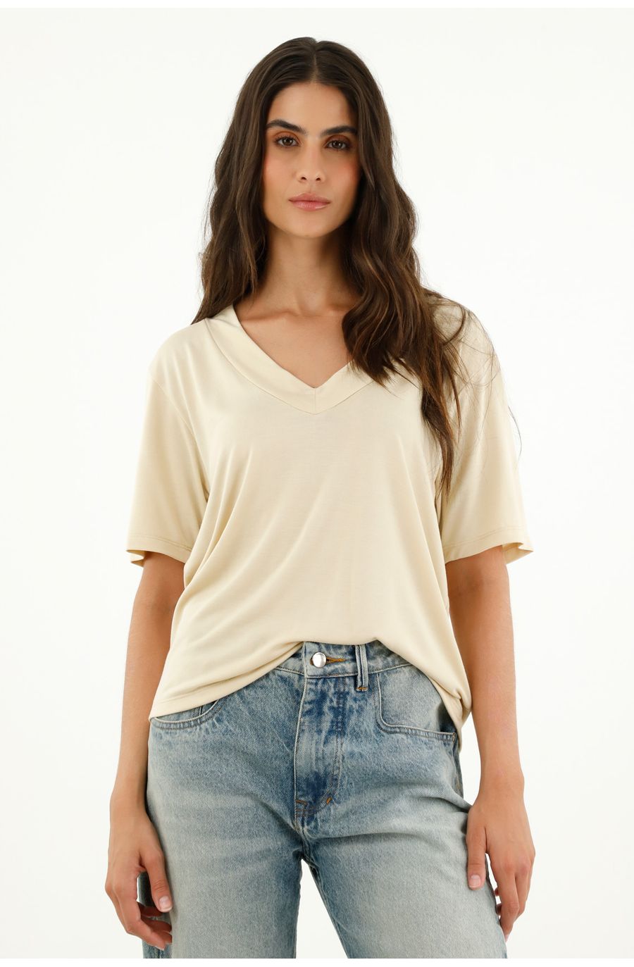 Camiseta manga corta crudo para mujer