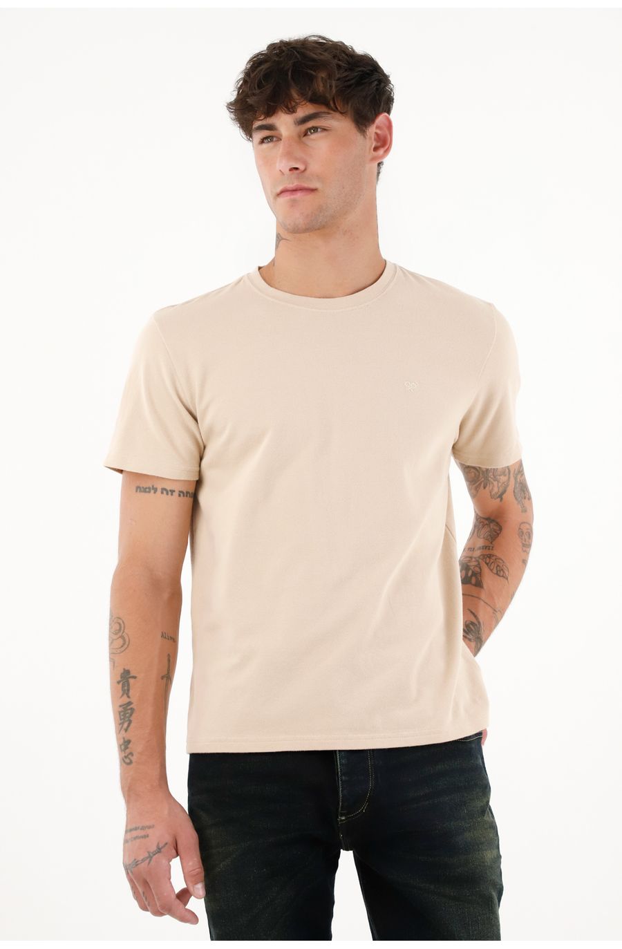 Camiseta cuello redondo café para hombre