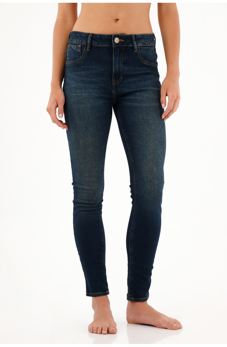 Jean super slim azul lavado oscuro para mujer