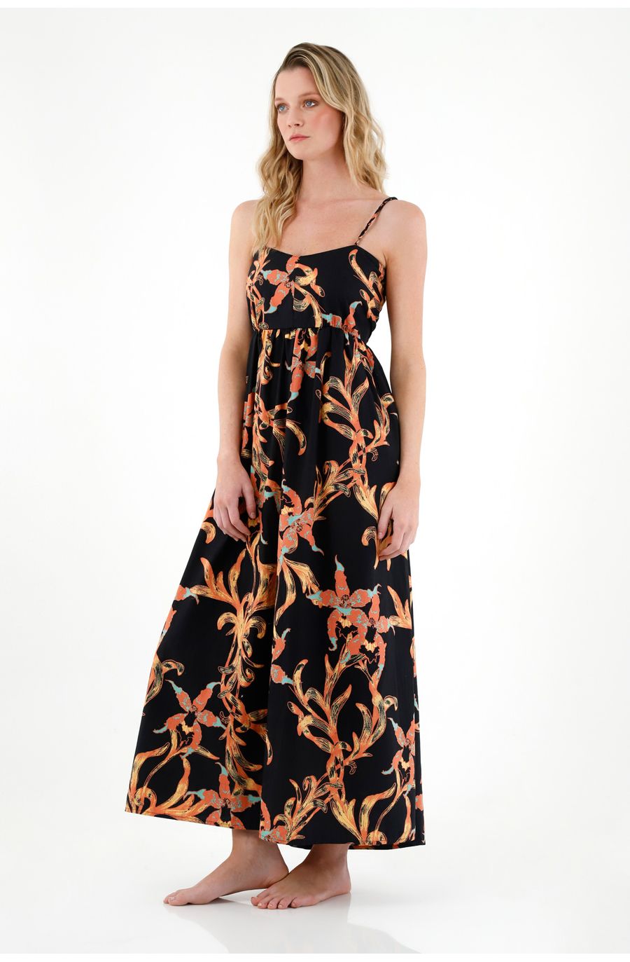 Vestido largo estampado floral para mujer