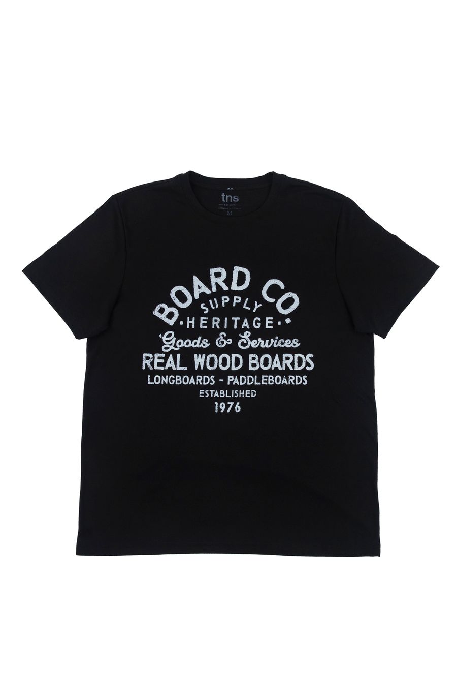 Camiseta negra con estampado frontal para hombre