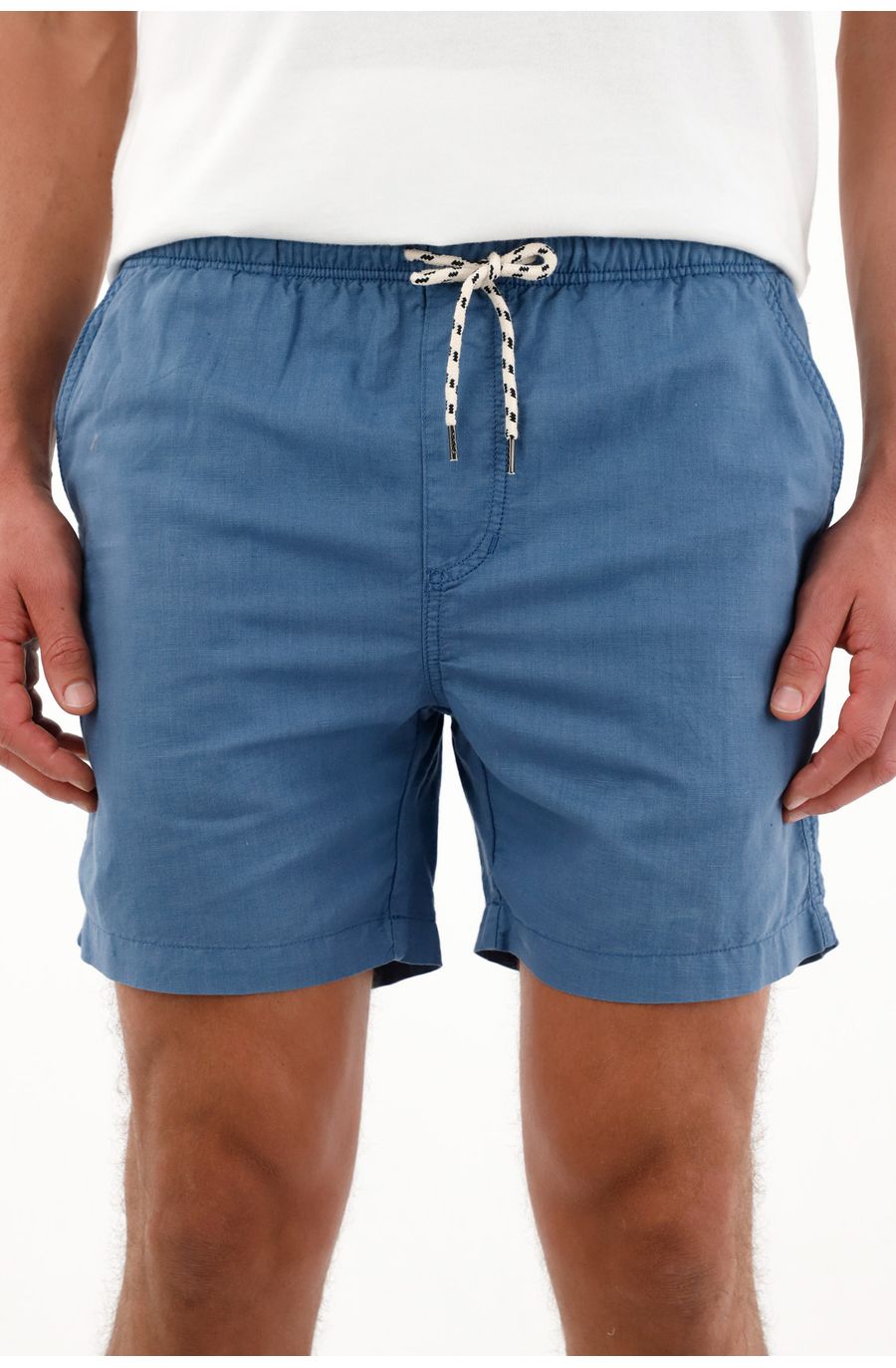 Bermuda regular fit con pretina elástica azul para hombre