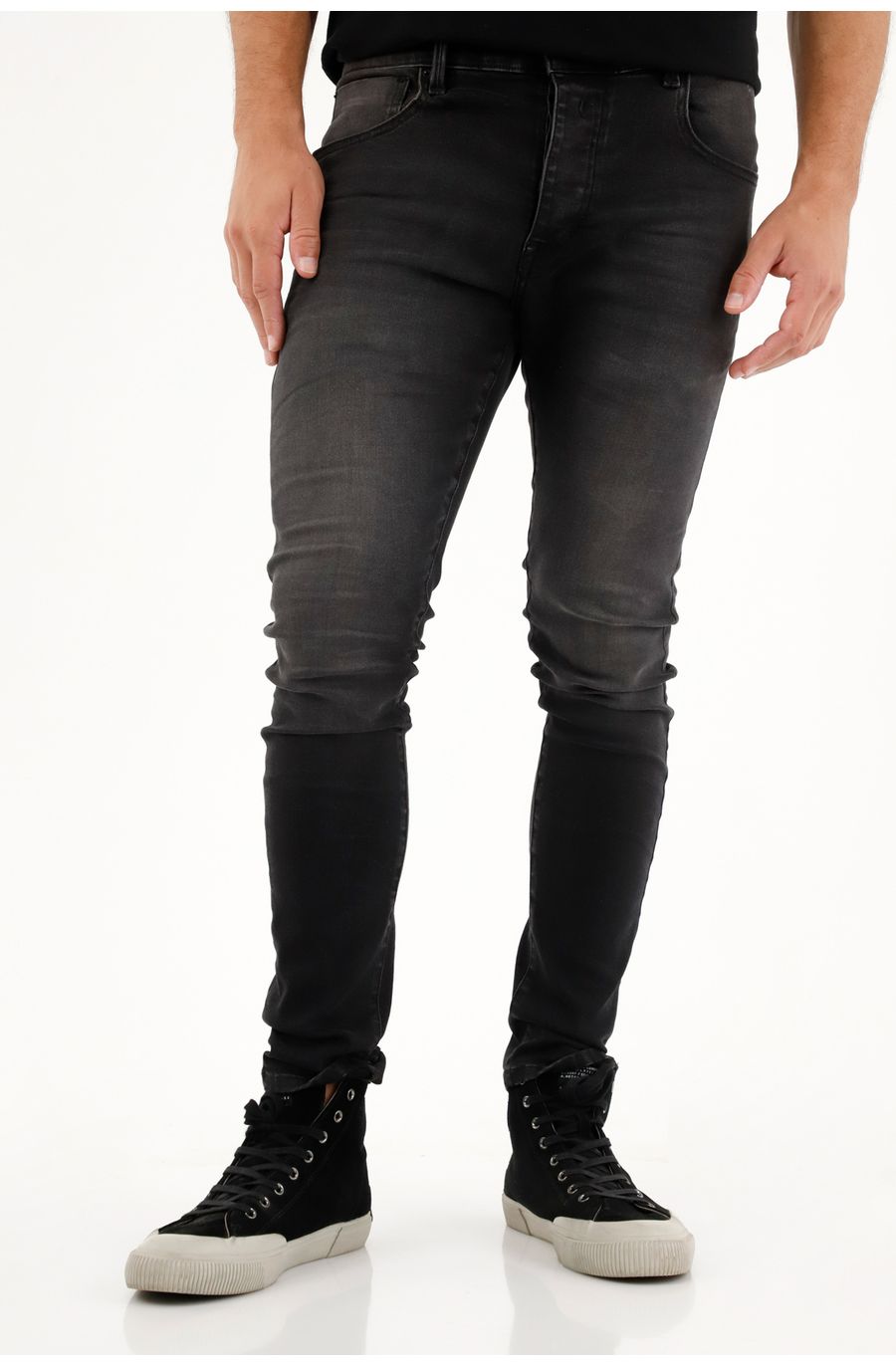 Jean Super Skinny negro tiro medio para hombre