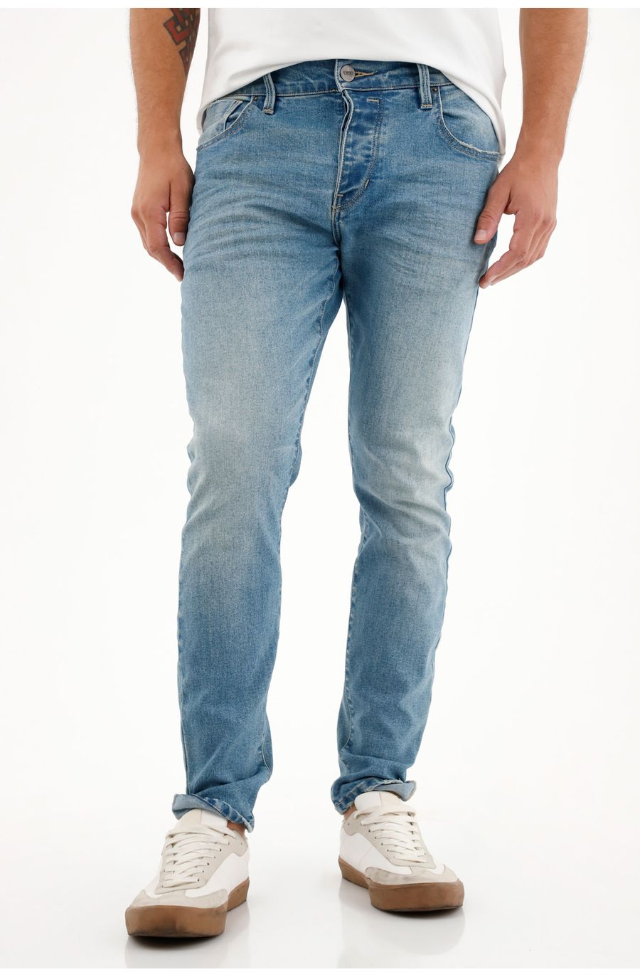 Jean Skinny azul tiro medio para hombre