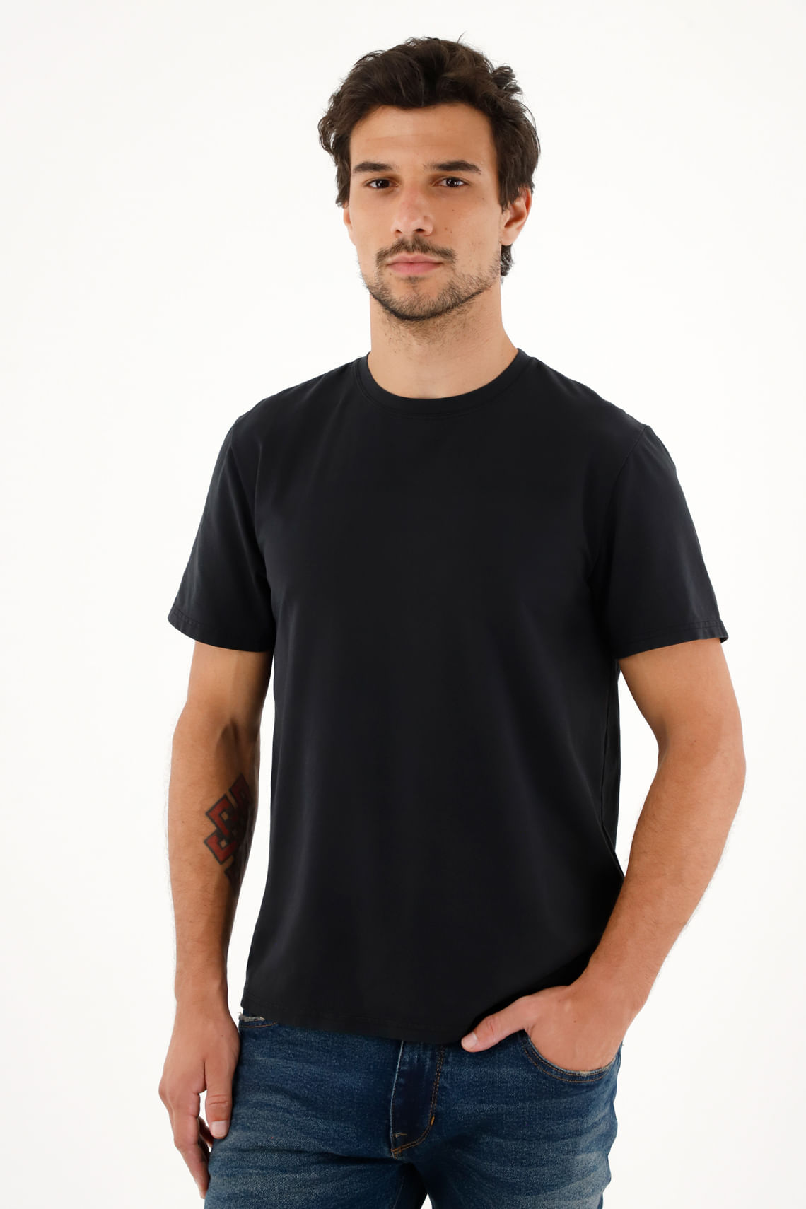 Camiseta negra manga corta para hombre