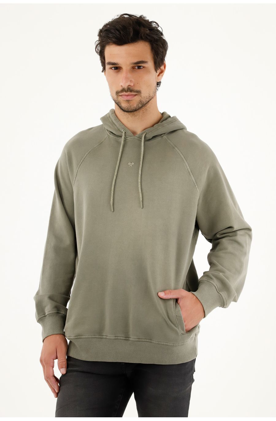 Buzo verde tipo hoodie con capucha para hombre
