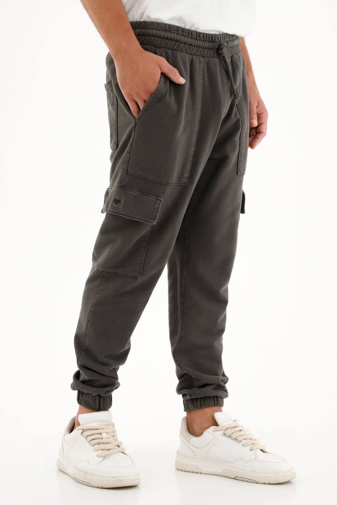 Pantalón tipo cargo gris en algodón 100% para hombre