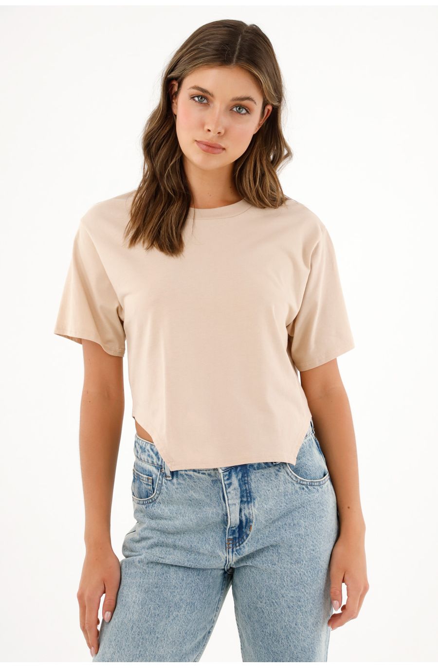 Camiseta en 100% algodón cuello redondo para mujer