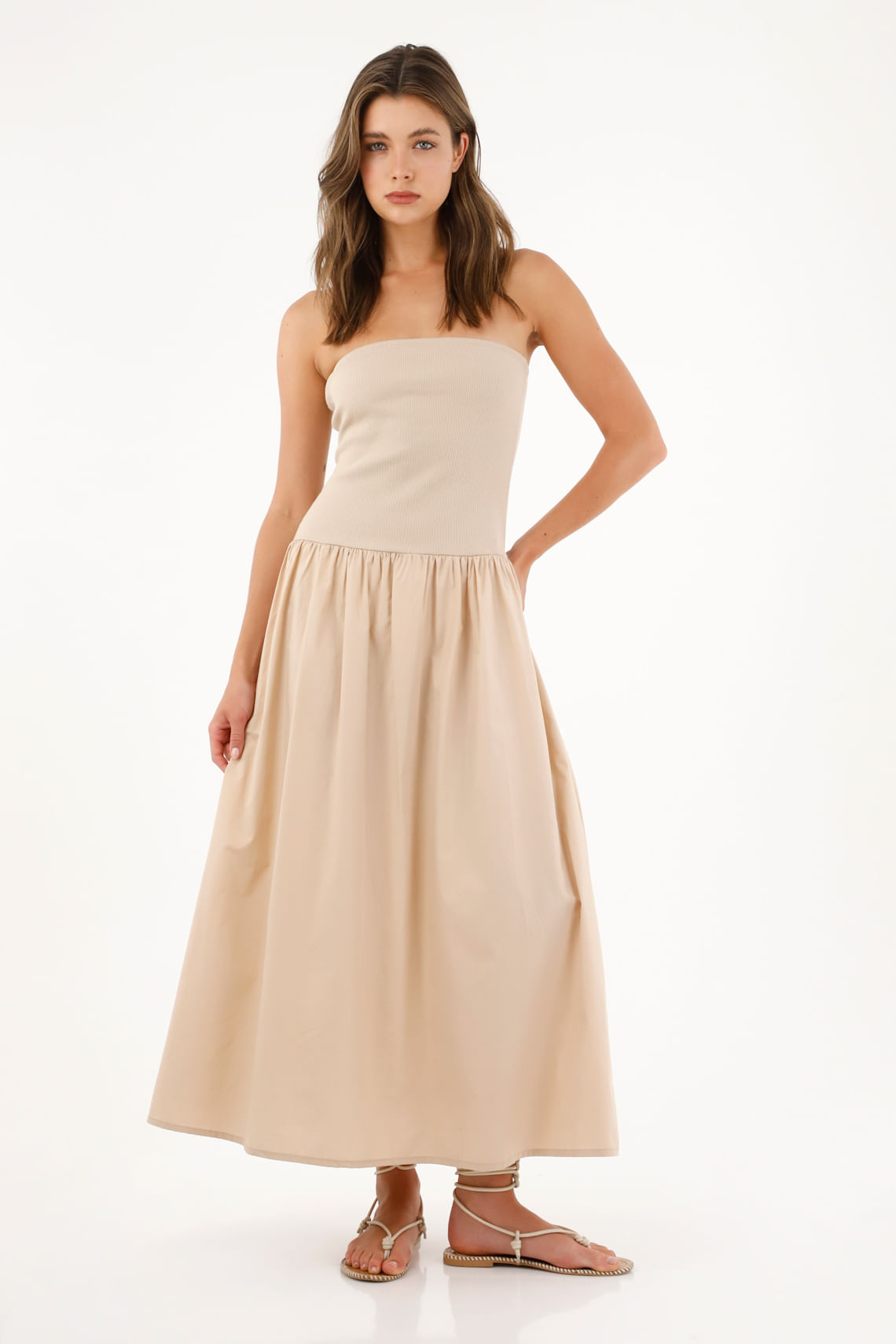 Vestido Strapless café para mujer